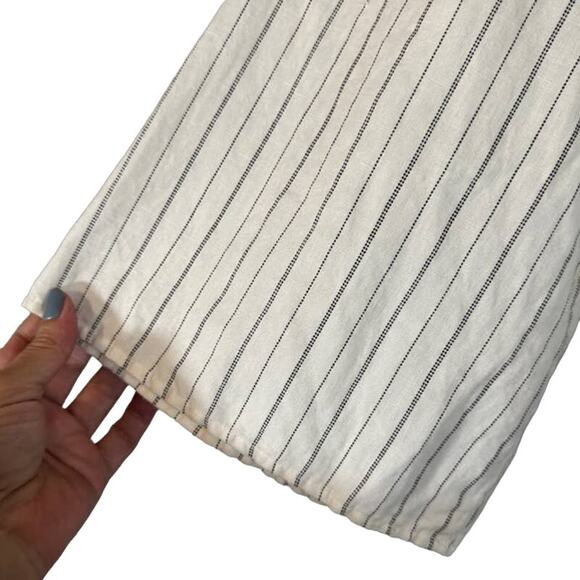 Zara White Striped V-Neck Kimono Sleeve Accordion Trim Cropped Top Women Sz S - Picture 3 of 8